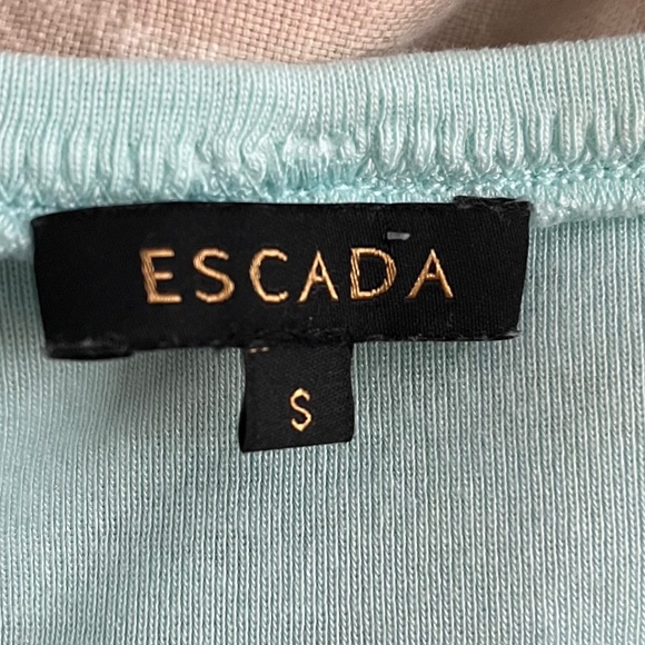 Vintage Escada Sleeveless Top with Chain Neckline, Aqua / Turquoise, Small - Picture 6 of 10